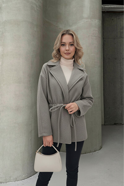 ALFUDO Moda Collection Gray Tie-Dye Detailed Comfortable Fit Cashmere Cardigan/Jacket