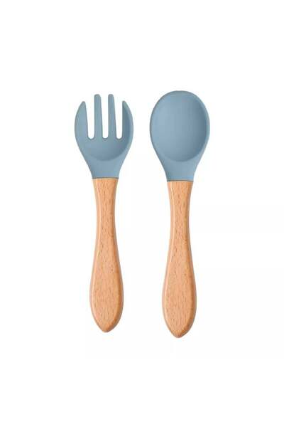Generic Silicone and wooden spoon and fork set