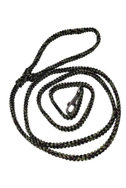 moonparacord Dog Walking Leash Black with Green and Pink Stripes 215 cm