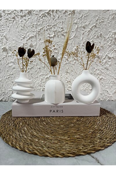 Zigzag Home Decorative Bohemian Style Mini Size 3 Piece Vase Set Minimall Flower Vase Figurine Vase Small Size