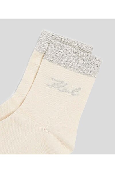 Karl Lagerfeld K/SIGNATURE LUREX SOCKS 2P Pristine/Black Women