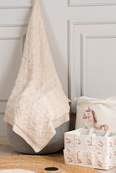 Koza Home Toffy beige hair knit baby blanket 100x100