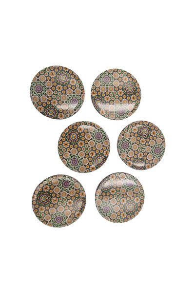 EHA Set 6 suport de pahare din metal, Ø9xh0.5cm, - Multicolor/Galben