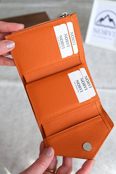Norvi Leather Genuine Leather Envelope Wallet Orange 1216