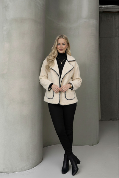 ALFUDO Moda Collection Valley Women's Double-Breasted Collar Teddy Coat