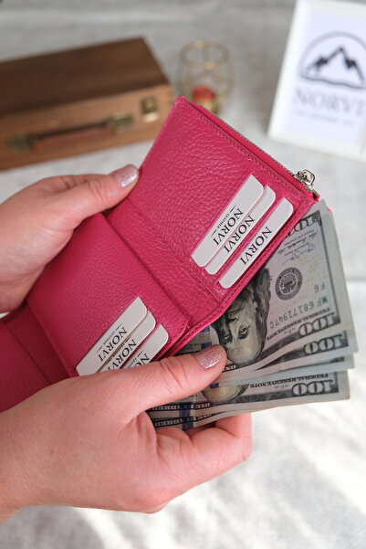 Norvi Leather Genuine Leather Envelope Wallet Fuchsia 1216