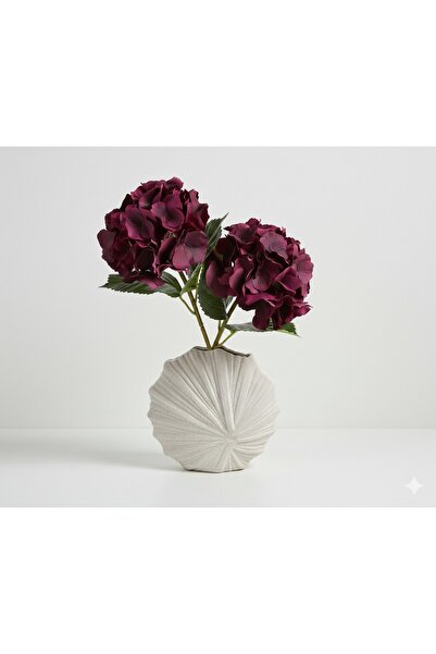 FYNDO Decorative Ceramic Vase – Modern Textured Fan Shell Vase for Home & Tab...