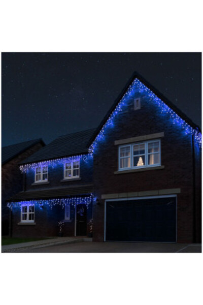 xpress sales 20 m fringe curtain light set, 500 LEDs, interconnectable, Blue