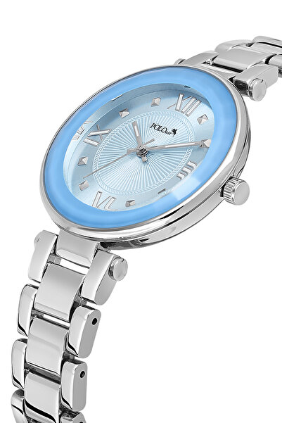 Polo Air Crystal Glass Women Wristwatch Silver Blue Color Pl-1569B3X