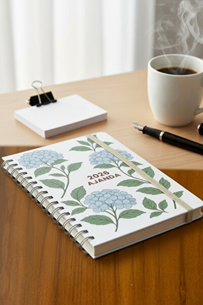 Chi-Chi Papers 2026 Weekly Planner - Handmade, 2 Pages with Stickers, Blue Hydrangea