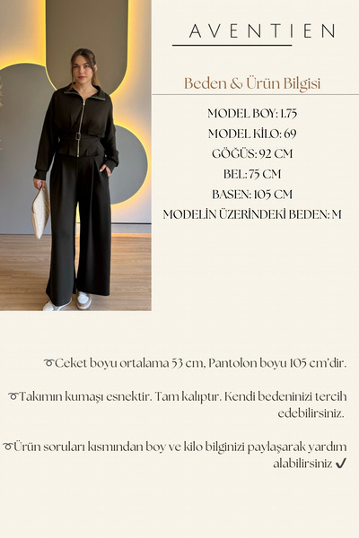 Aventien Premium Modal Fabric Belted Jacket Pants Set