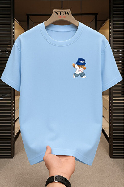 New Shine تي شيرت سبيس تيدي بير مطبوع قصة فضفاضة