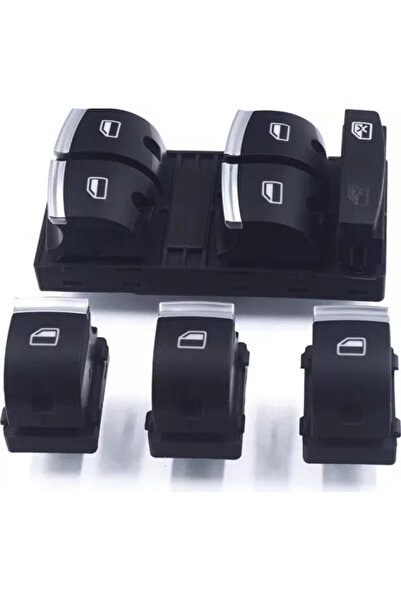 Aftermarket Pachet comutatoare cromate pentru geamuri electrice pentru Audi A3/S3, A6/S6 (2004-2012) și Q7 (2007-2014)