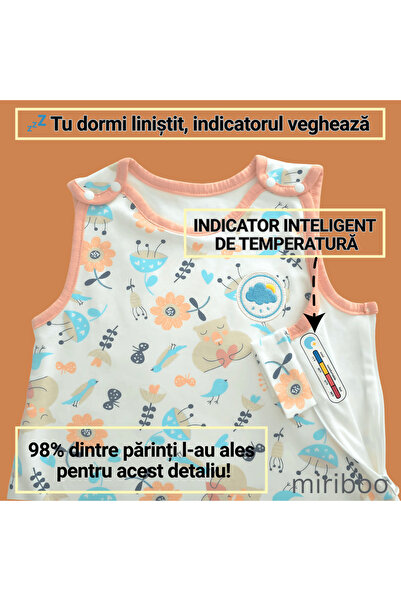 Miriboo Sleeping Bag for Babies and Children, 6-12 months, Winter, 1.5 TOG, 100% Cotton, Temperature Indicator