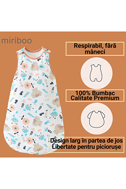 Miriboo Sleeping Bag for Babies and Children, 6-12 months, Winter, 1.5 TOG, 100% Cotton, Temperature Indicator