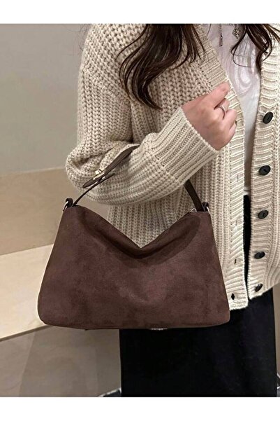 Rivina Narin Women's Suede Lock Detailed Hand Shoulder and Women's Bag 30/25 Size