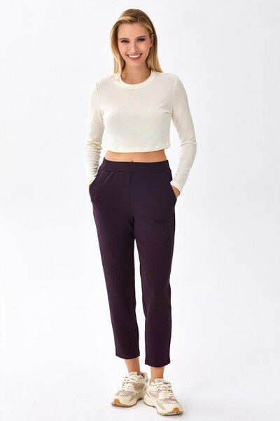 İKİLER Knitted Trousers with Elastic Waist and Pockets