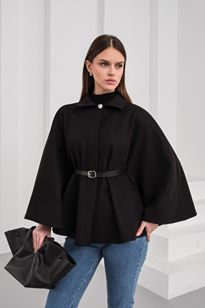 BLUE DAY'S palton poncho cu curea pentru femei, mărime standard - model elegant de cape de iarnă
