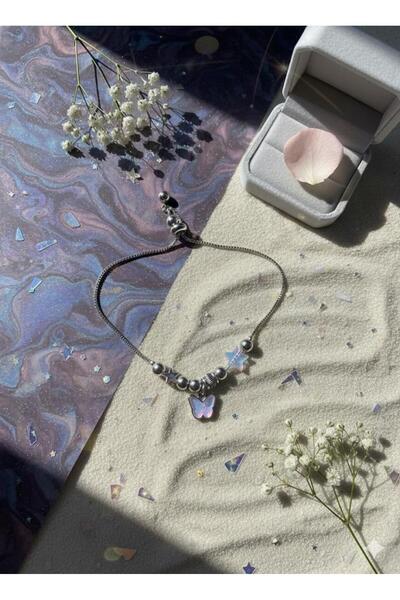 AYSA TAKI Mor Kelebek Detaylı Çelik Bileklik