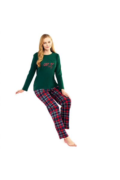 Over Sleep by Poleren Over Sleep 3252 Kadın Eşli Yılbaşı Pijama Takımı