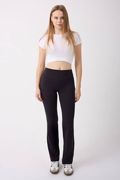 Silinsta Women's Black High Waist Shaping / Sculpting Flared Soft Touch Sports Leggings