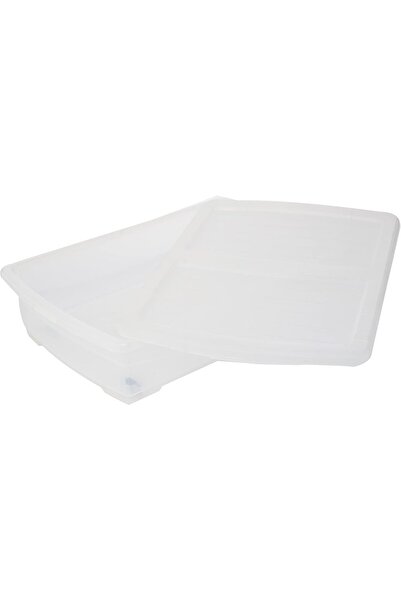 Cosmoplast 25L Clear Plastic Underbed Storage Box With Wheels & Lockable Lids, Transparent