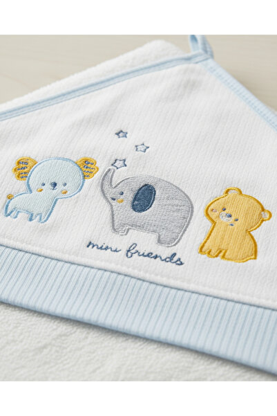 Ege Bebek Рушник для хлопчика з принтом слоненяти 80x80 см / гумка / 95% бавовна, 5% лікра