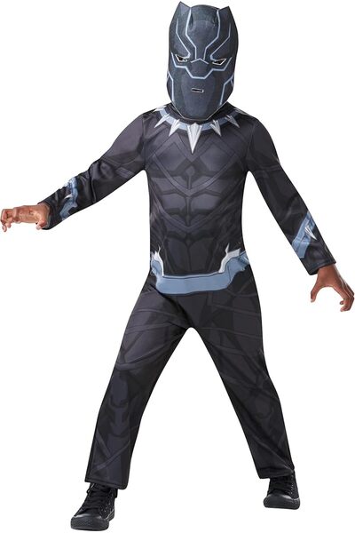 Generic Rubie's Black Panther Marvel Avengers Children's Fancy Dress Costume - Large (128 cm, Age 7-8)