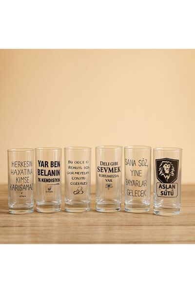 MONA MOTİVASYON VE MİZAH TEMALI RAKI BARDAĞI SETİ-6'LI