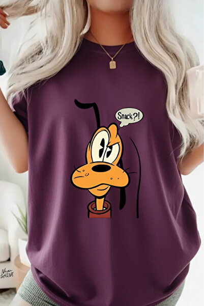 New Shine تي شيرت كبير الحجم مطبوع عليه كلب