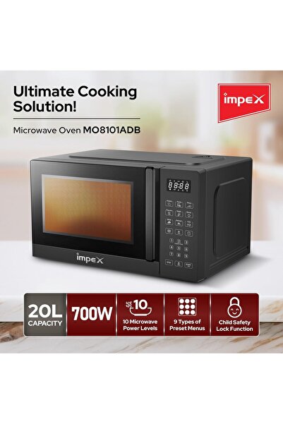 İMPEX 20L Digital Microwave Oven MO 8101DB (700W, 10 Power Levels)