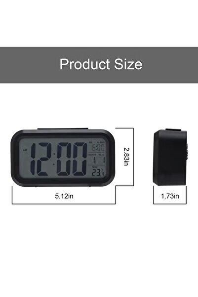 Primo Plus Electronic digital LED alarm clock, showing temperature and calendar, blue