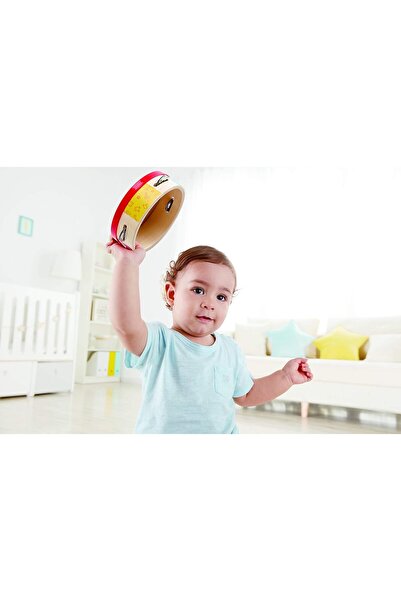 Hape Tap-Along Wooden Tambourine Drum for Kids (12 months+), Multicolor