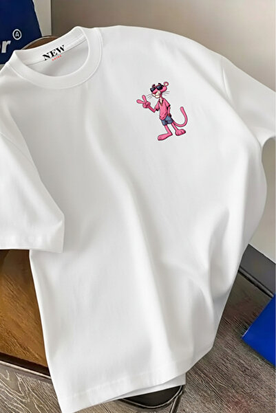 New Shine Оверсайз тениска с принт на пантера