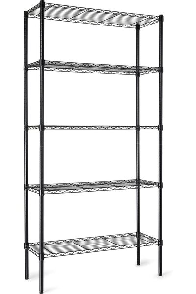 Amazon basics رف تخزين من أسلاك فولاذية متينة وقابل للتعديل بخمسة أرفف - أسود...