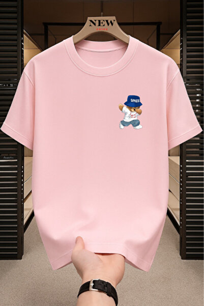 New Shine Space Teddy Bear Printed Oversized T-Shirt