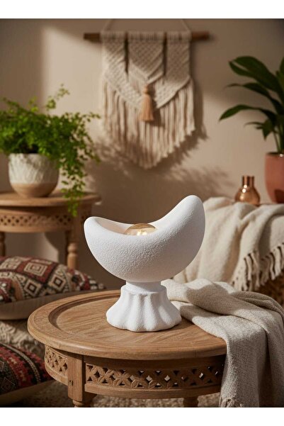 Lasirius Luna Lampshade Moon Shaped 3D Printing Decorative Table and Night Lamp with Rustic Bulb Gift 20 X 37 cm