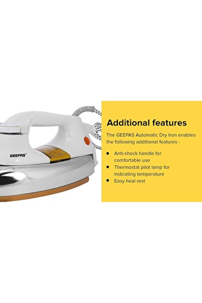 Geepas Automatic Dry Iron GDI23014 - Temperature Dial & Auto Shut Off