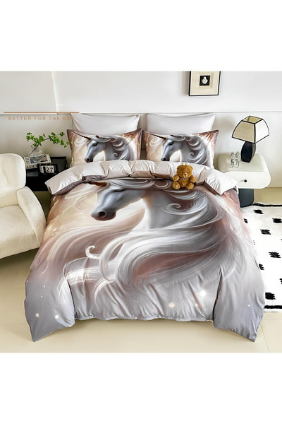 FIONNA.RO Lenjerie De Pat Finet 4 Piese Cu Elastic 5D 1 Persoana - Unicornul ...