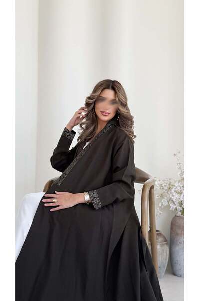 AYA mwt348-Abaya-Olive-Color-with-Embroidery
