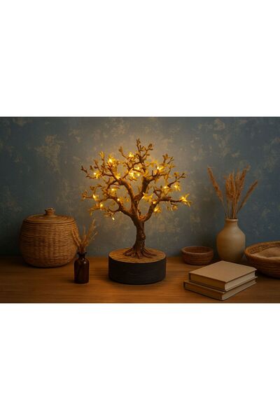 DREAMRUG Ahşap Dekoratif Doğal Lambader Alıç Ağacı - Işıklı - 50 cm