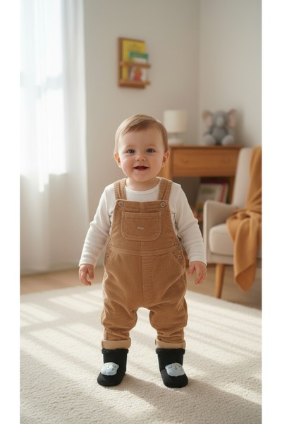 gigigiyim Teddy Bear Detailed Baby Boy Slippers