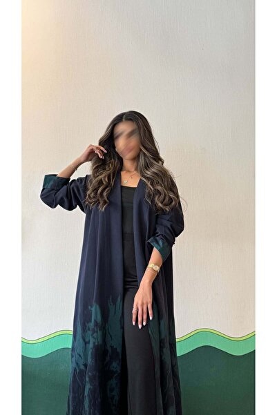 AYA mwt383-Abaya-Navy-Print