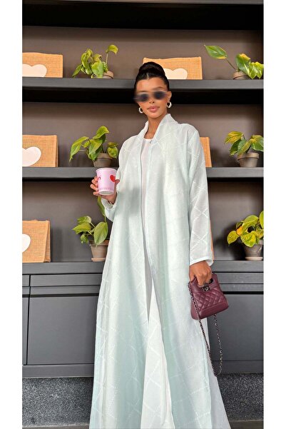 AYA عباية زرقاء سماوية شيفون مبطنة هندية