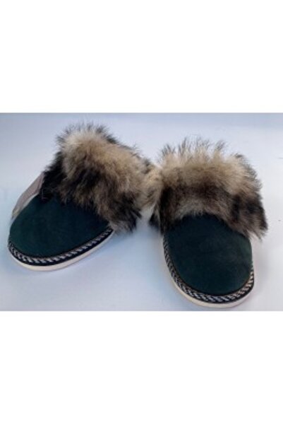 PFA CIOCARLAN ELENA Women's fur and genuine leather house slippers (flops) green 38 EU