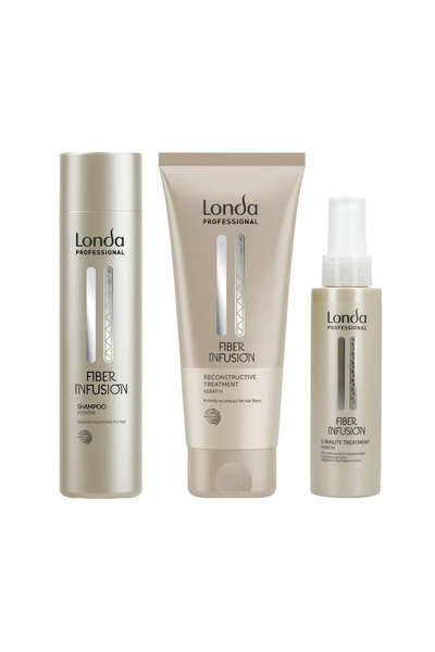 Londa Professional Πακέτο για ταλαιπωρημένα μαλλιά, Londa Professional, Σαμπουάν με έγχυση ινών 250ml + Θεραπεία 200ml + Θεραπεία 5 λεπτών