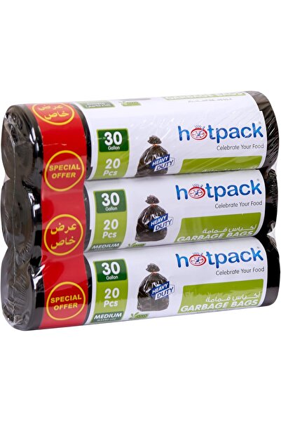 Hotpack , Strong & Bio-Degradable Heavy Duty Disposable Black Garbage Bag 30 ...