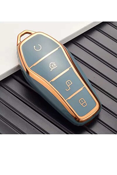 GMA KEYS حافظة حماية ذكية للسيارة بي واي دي أتو 3 وسيل يو بلون رمادي ذهبي