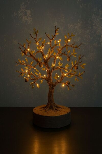 DREAMRUG Ahşap Dekoratif Doğal Lambader Alıç Ağacı - Işıklı - 50 cm