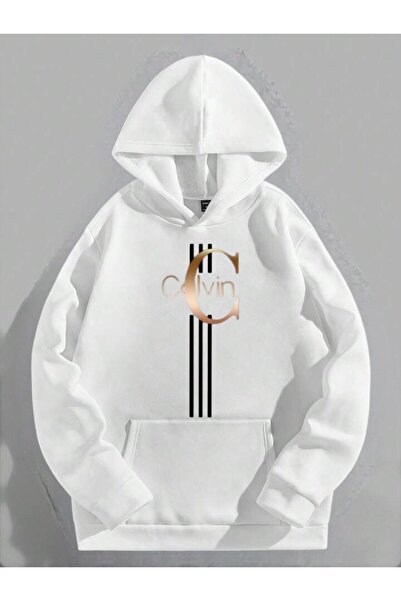 HerTarzınTrendi Exclusive Design White Hoodie – 3 Thread Quality Fabric with ...